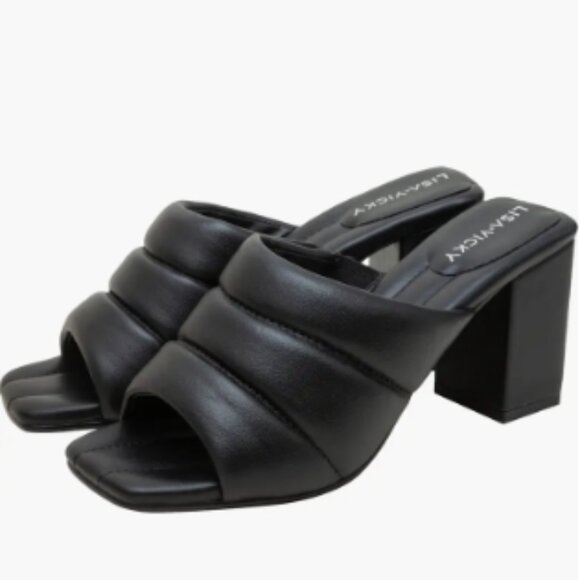 🔥 Lisa Vicky VERY-V Black Block Heel Sandals – Size 10 – Bold, Sleek & NIB - Picture 2 of 8